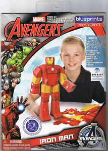 Marvel Avengers 12" Iron Man Poseable Paper Craft Character Blueprints NEW*