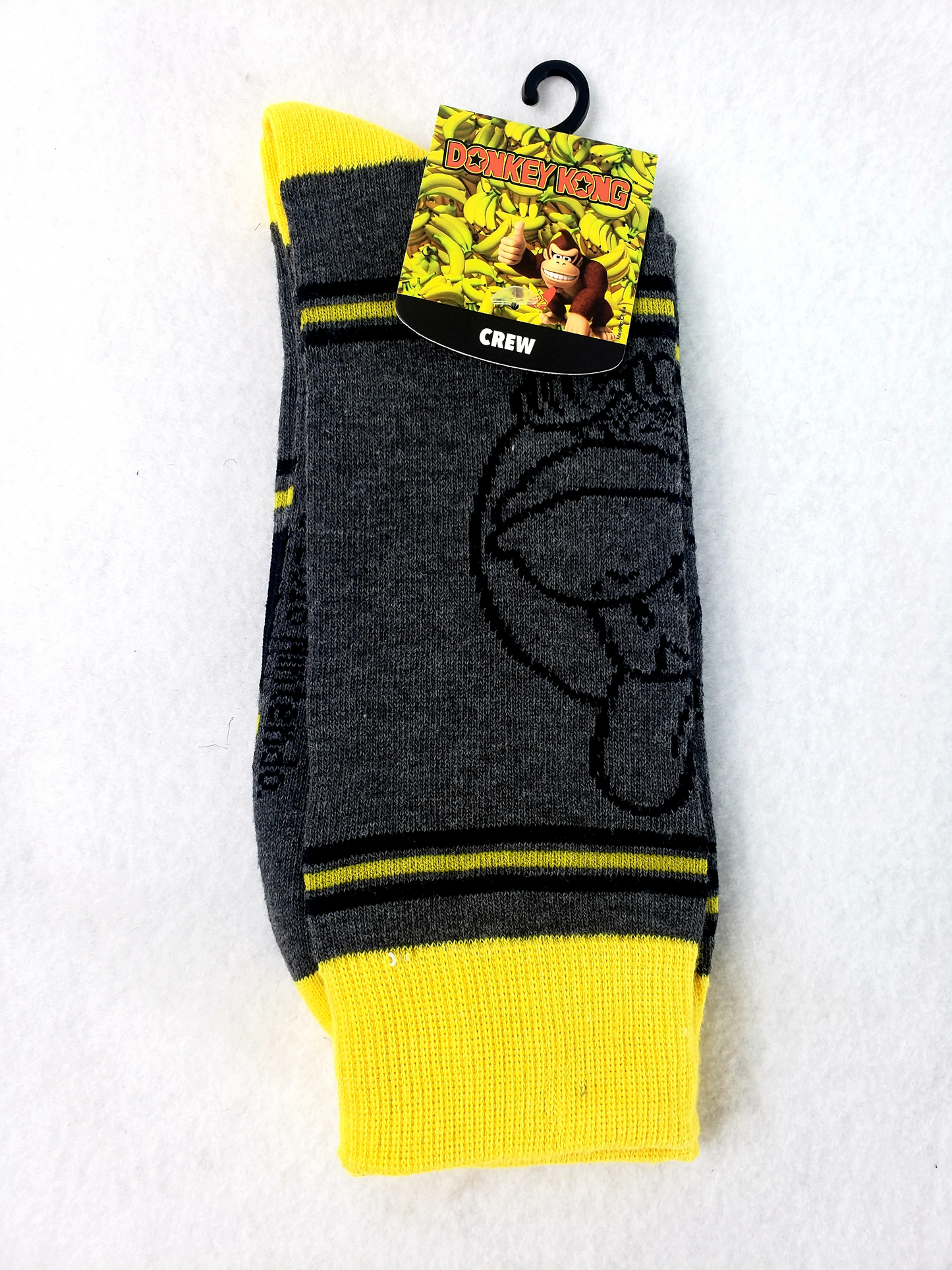 Socks Donkey Kong - Diddy King - Crew Socks (Grey/Yellow) - Size 10-13