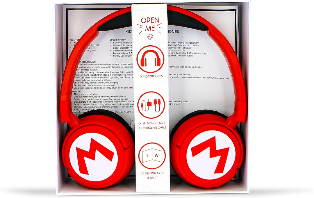OTL Super Mario Wireless Kids Headphones - Red (US)