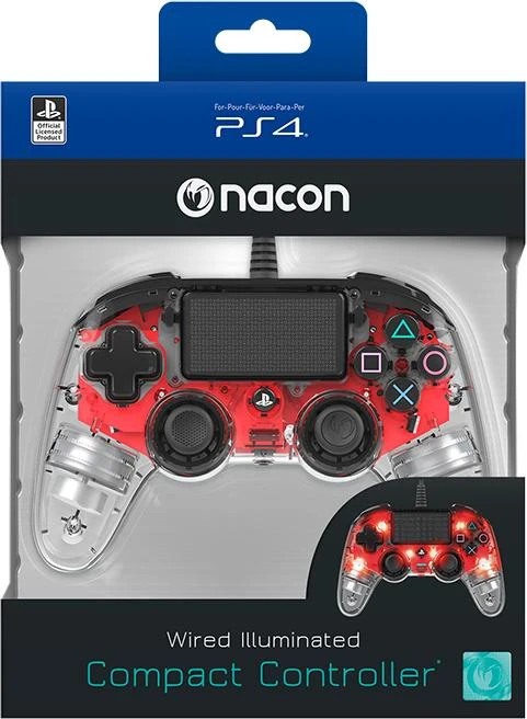 Nacon Wired llluminated Compact PlayStation 4 Controller - Red
