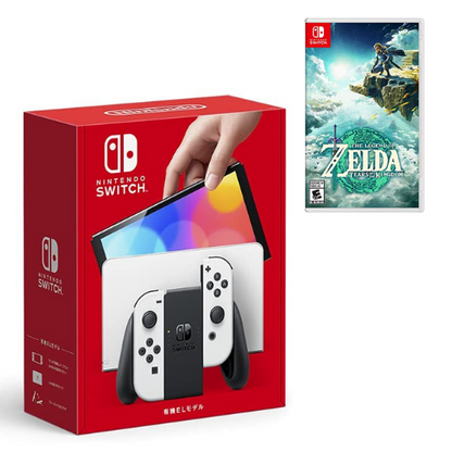 Nintendo Switch – OLED Model with White Joy-Con (JP) + Zelda: Tears of The Kingdom (US)